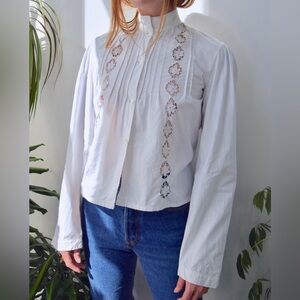 Vintage Cotton Shirt with Eyelet Details
